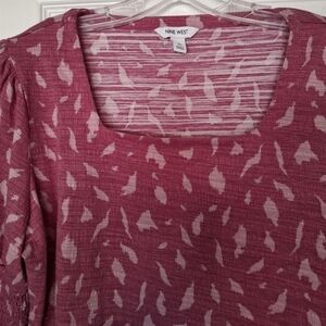 Nine West Fuchsia Square Neck Abstract Women's Blouse XL